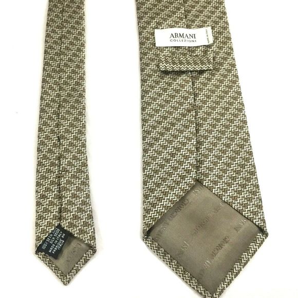 Armani Collezioni Tie 100% Silk Necktie Brown Gray - Picture 3 of 5